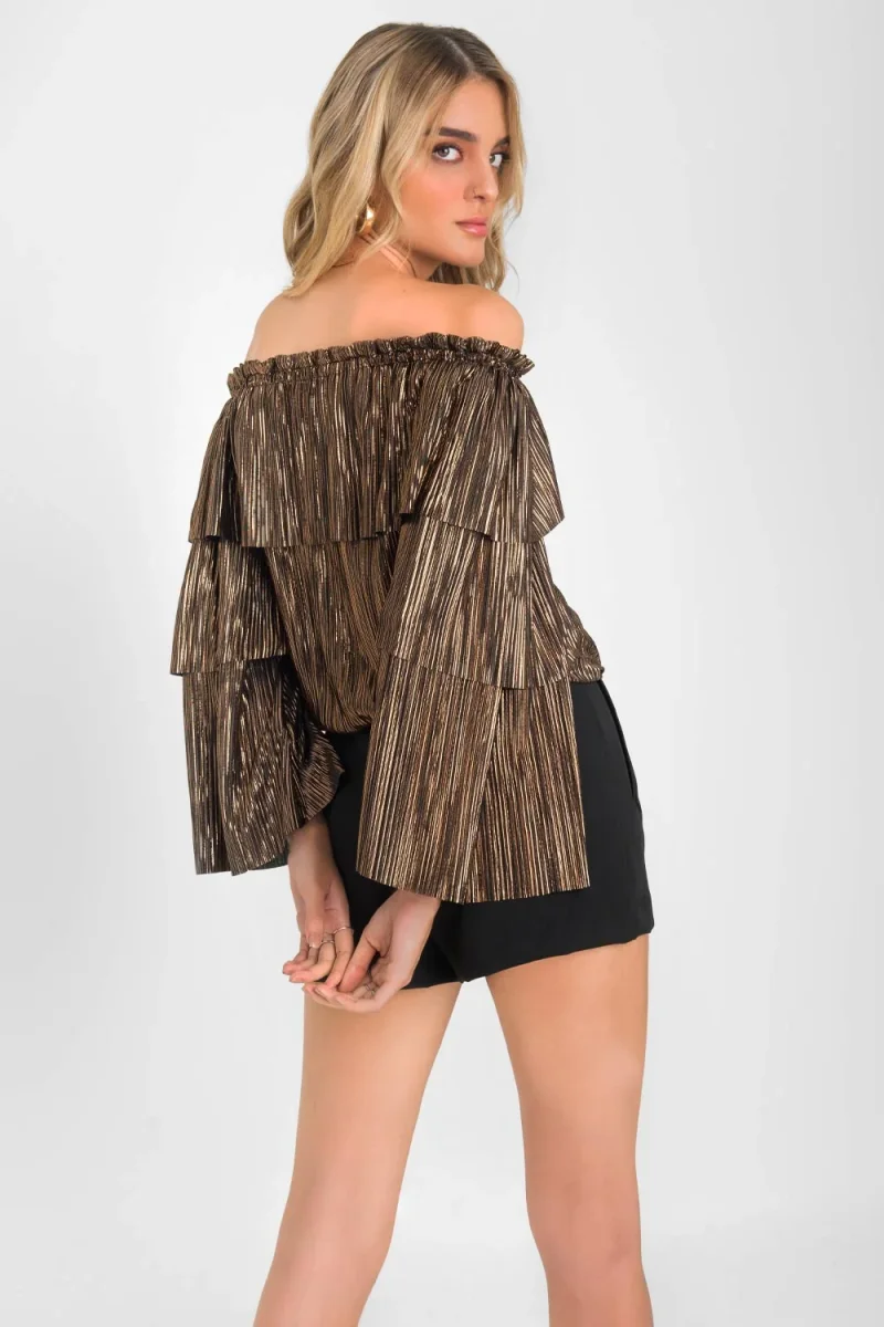Blusa metálica de manga larga olanes - Imagen 5
