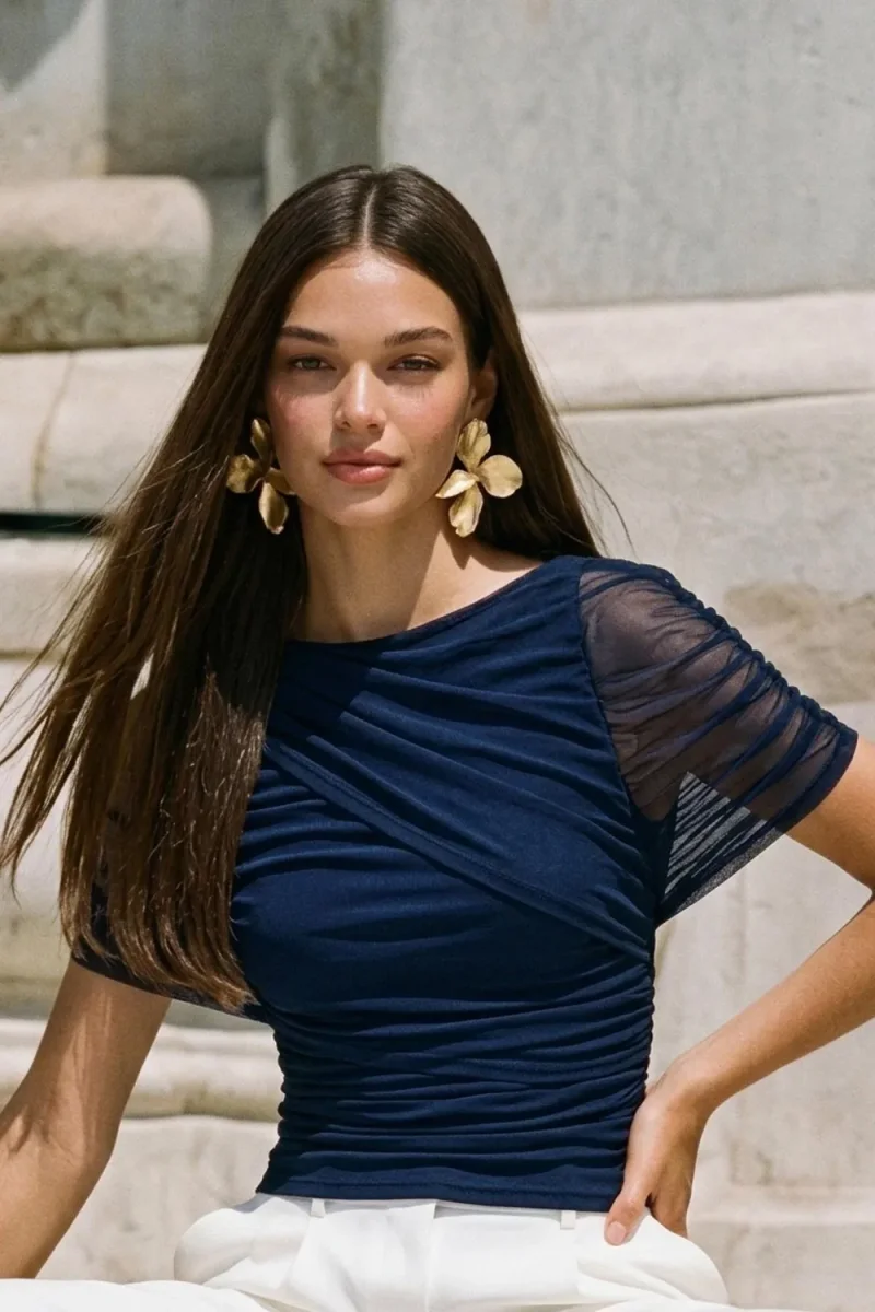 Blusa Prince mesh con plisados - Imagen 3