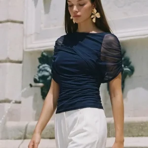 Blusa Prince mesh con plisados