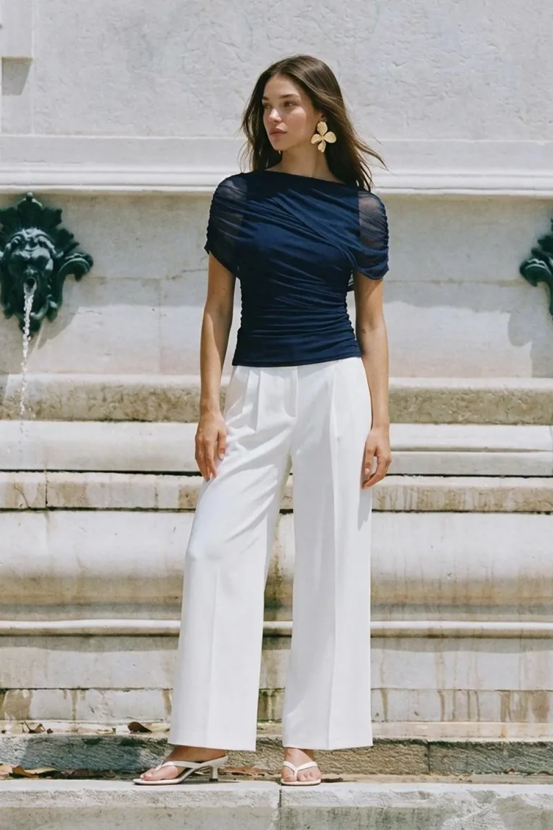 Blusa Prince mesh con plisados - Imagen 6
