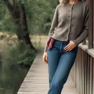 Cardigan cuello redondo botones