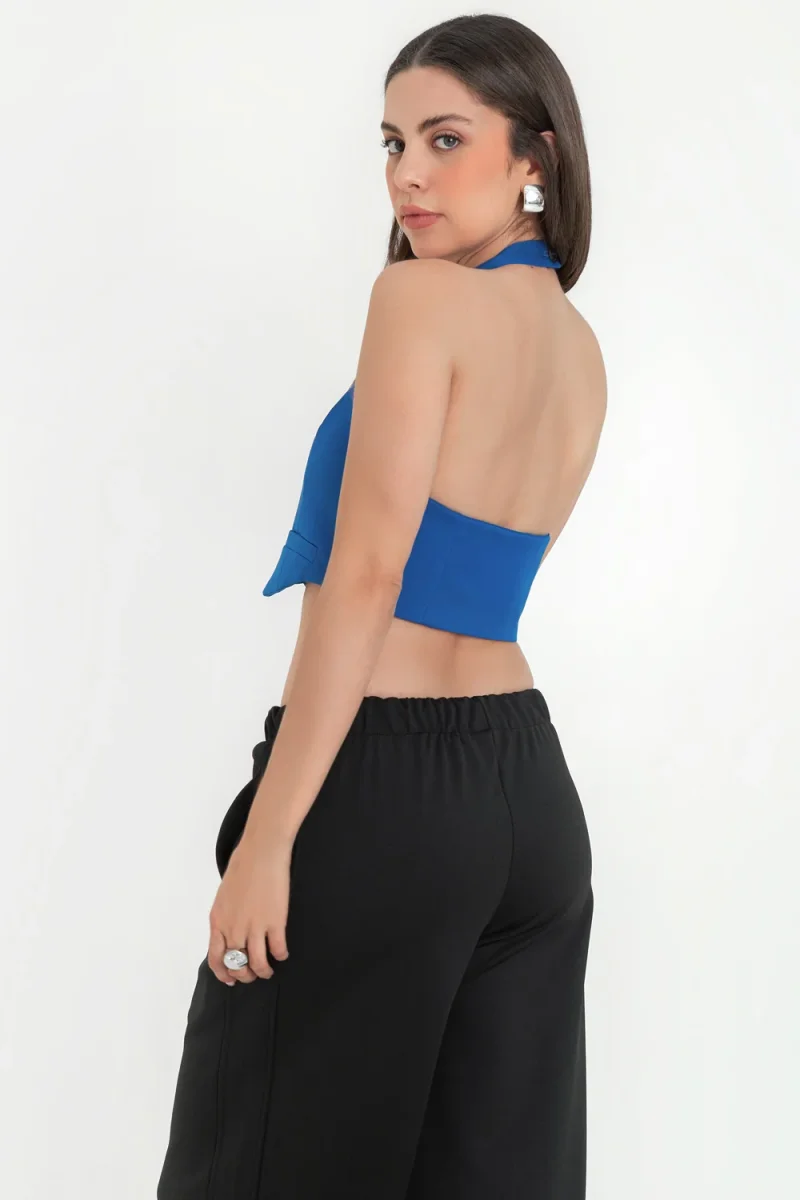 Chaleco corto cuello halter con escote espalda - Imagen 3