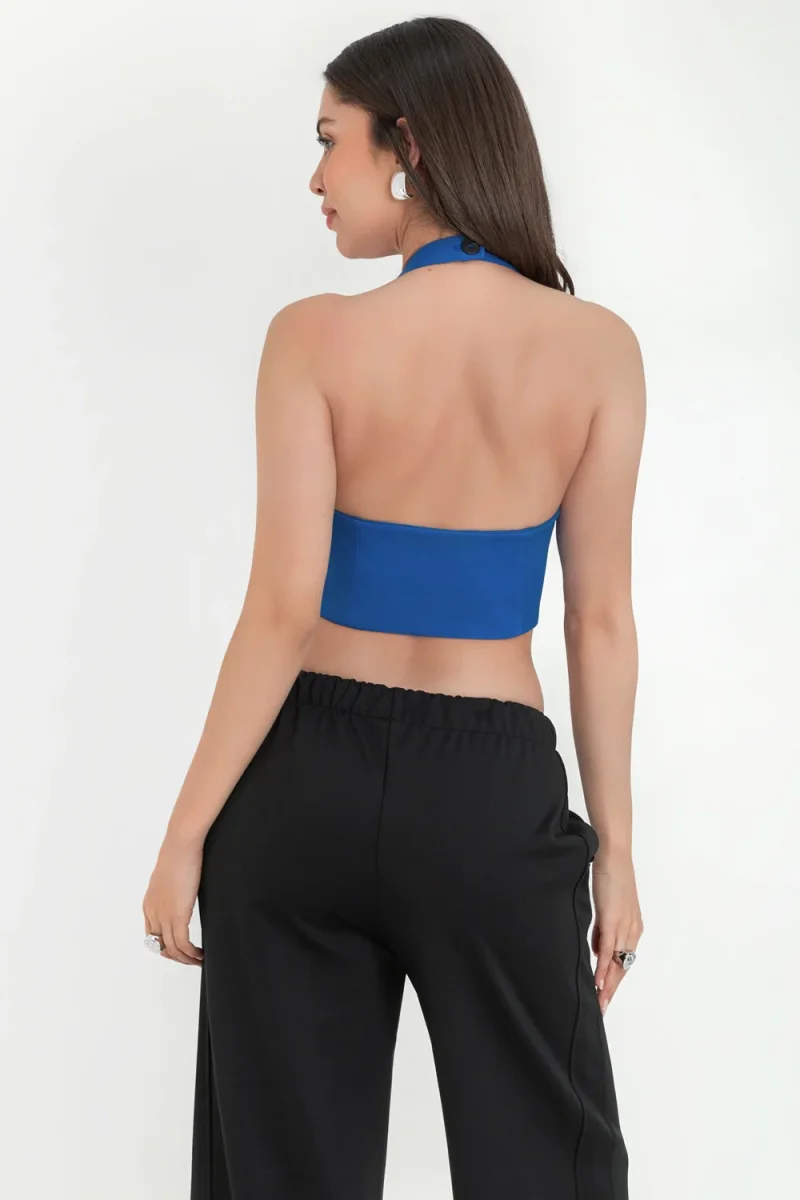 Chaleco corto cuello halter con escote espalda - Imagen 5