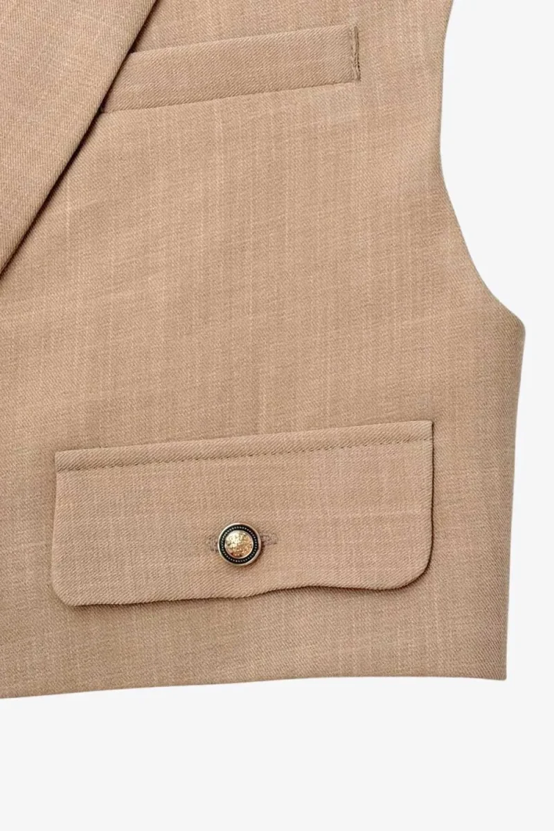 Chaleco cropped bolsillos - Imagen 9
