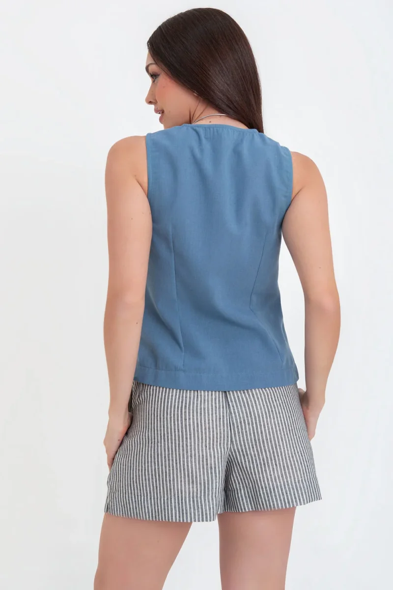 Chaleco fit ajustado de cuello redondo lazado - Imagen 5
