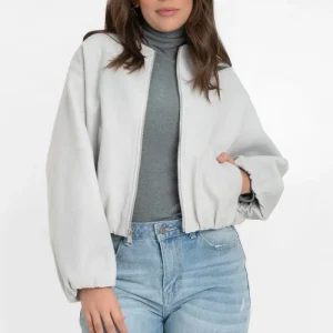 Chamarra bomber de manga larga cuello redondo