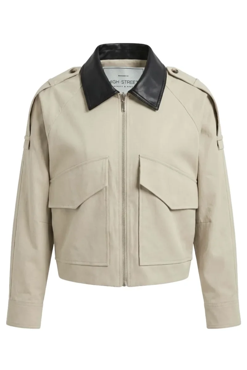 Chamarra oversized cuello contraste - Imagen 6