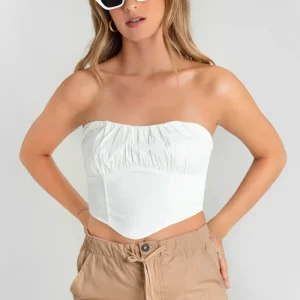 Corset strapless de escote plisados bajo v