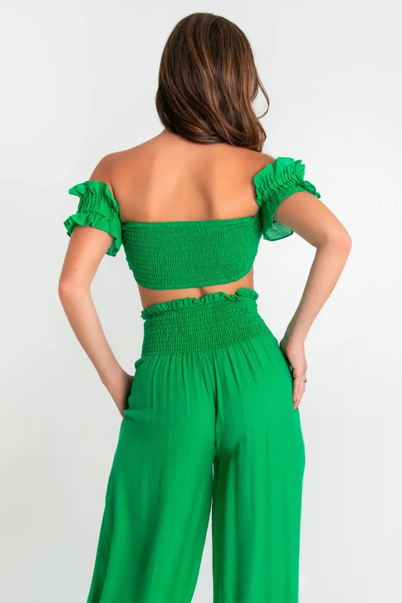 Crop top escote con nudo manga olanes - Imagen 5