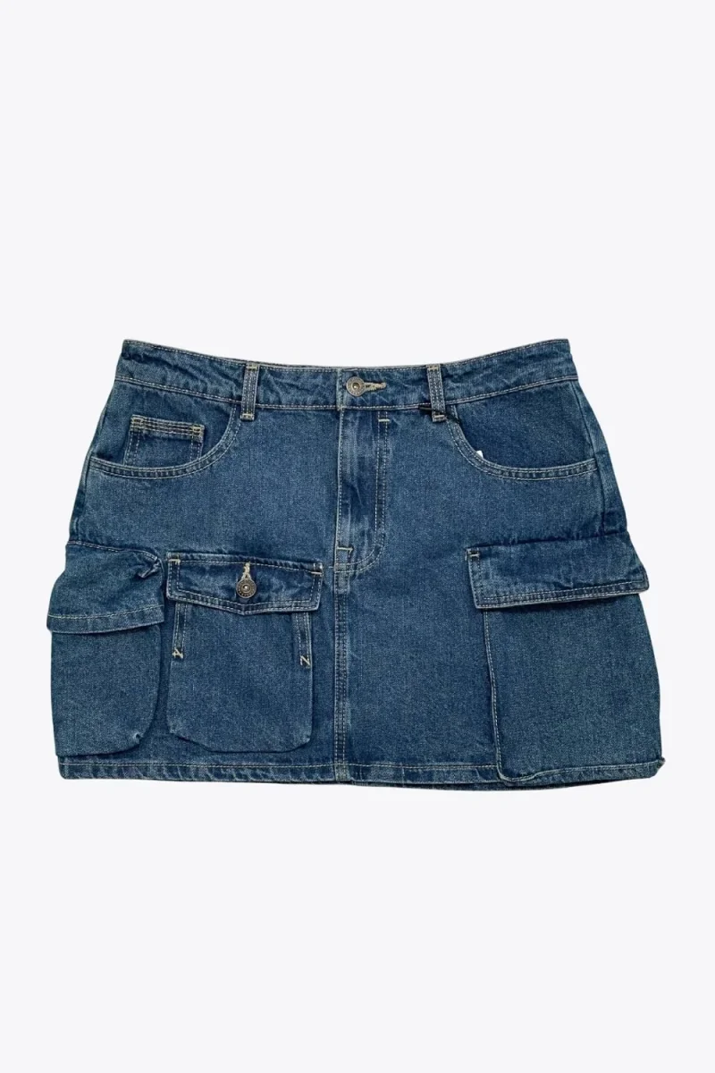 Falda corta denim bolsillos - Imagen 7