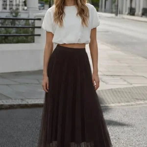 Falda mesh plisados