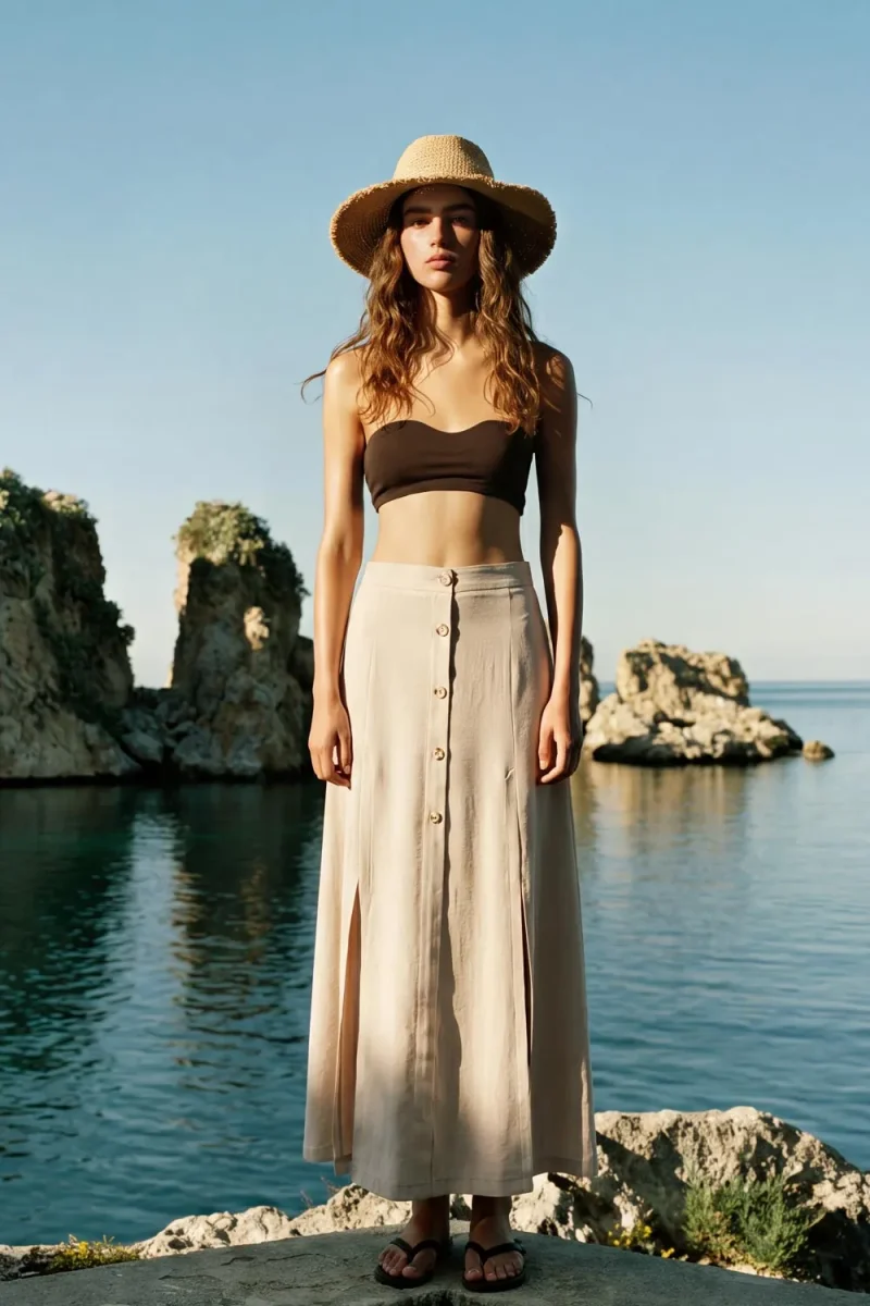Falda midi botones