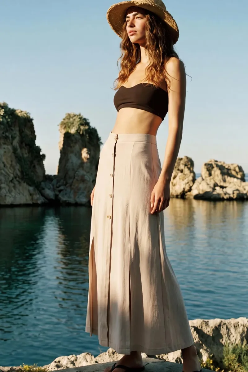 Falda midi botones - Imagen 3