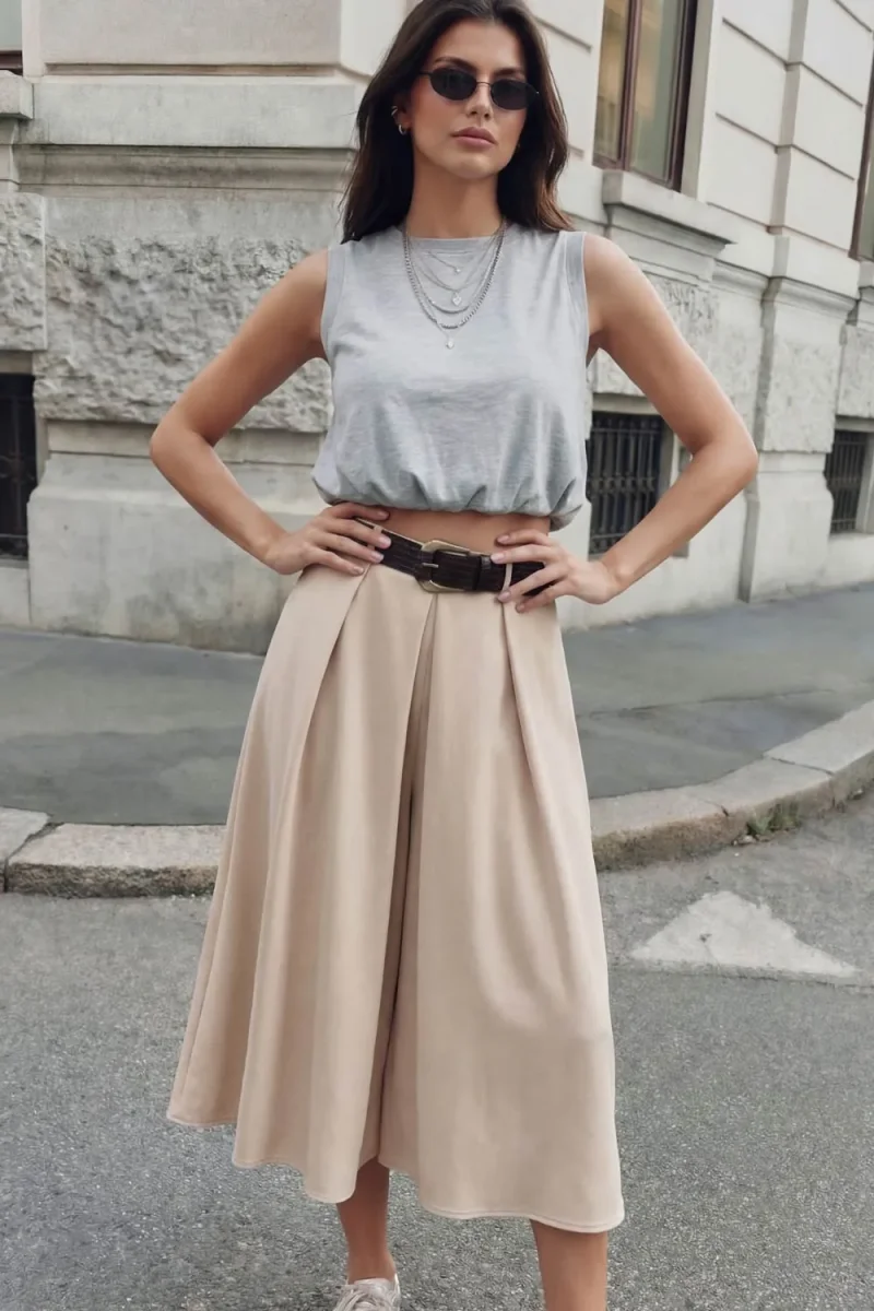 Falda midi cinturón - Imagen 3