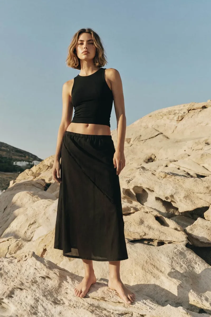 Falda midi costura asimétrica - Imagen 3