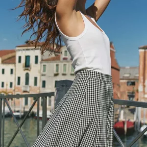 Falda midi cuadros