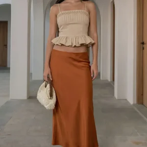 Falda midi satin