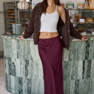 Falda midi satin