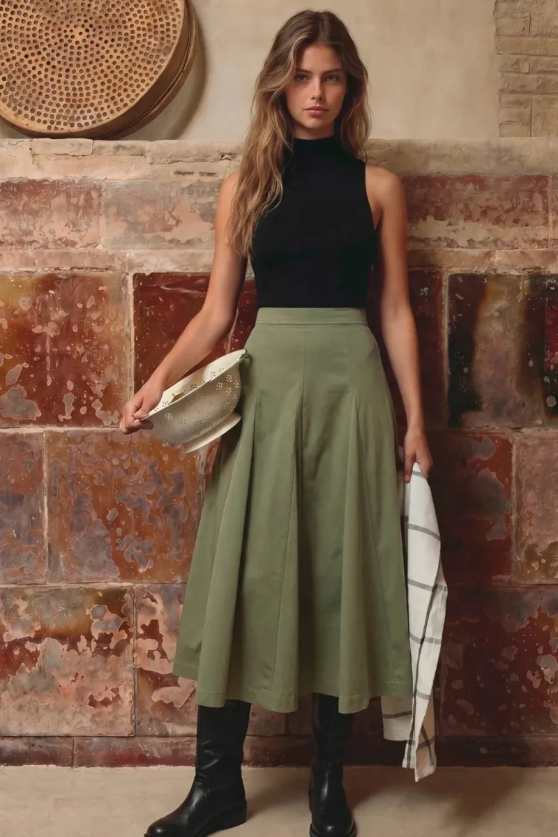 Falda midi tablones