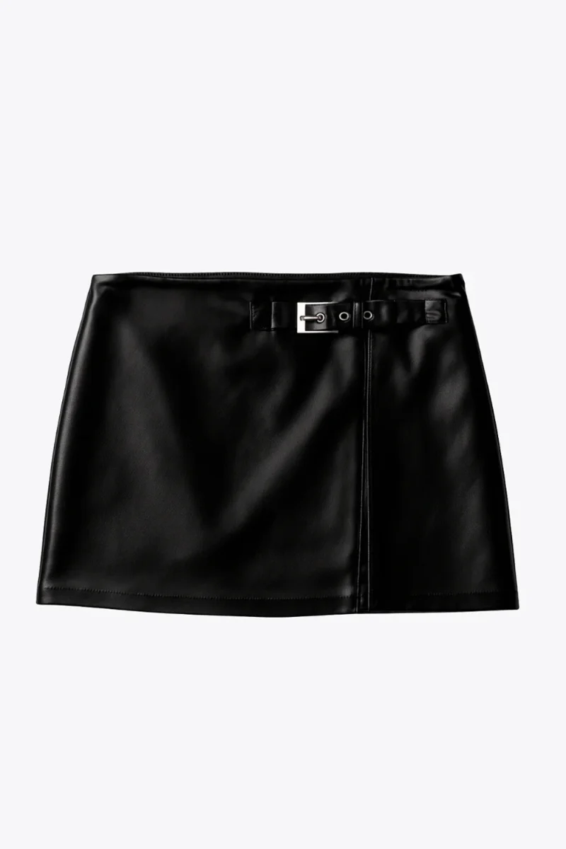 Falda pantalón efecto piel hebilla - Imagen 5