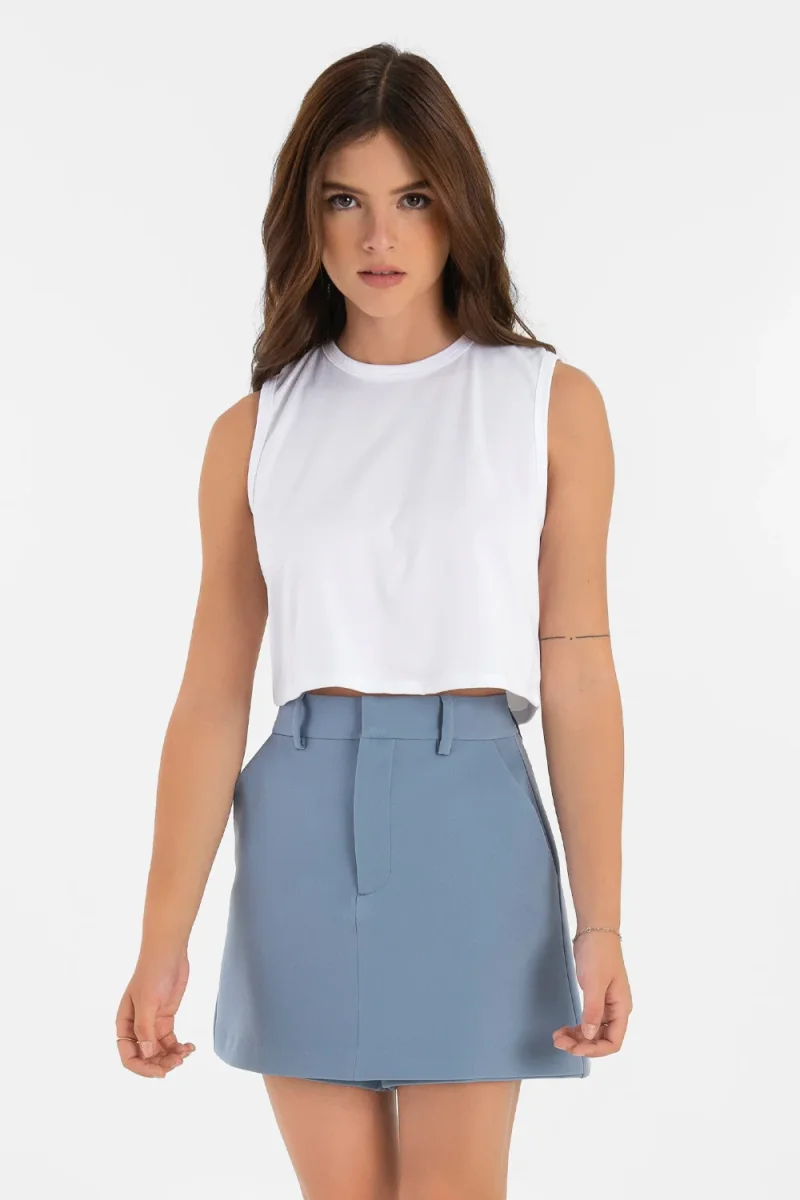 Falda short ajustado cintura alta con pretina - Imagen 4