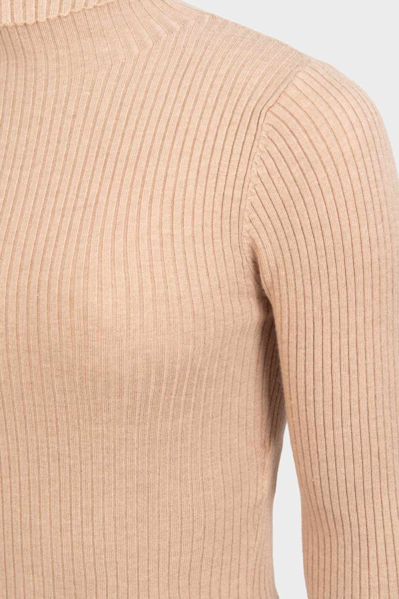 Jersey corto canalé de cuello mock seguido - Imagen 4