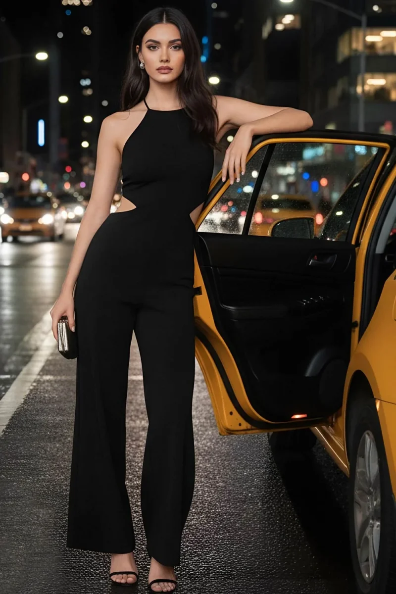 Palazzo halter con cut out en cintura - Imagen 2