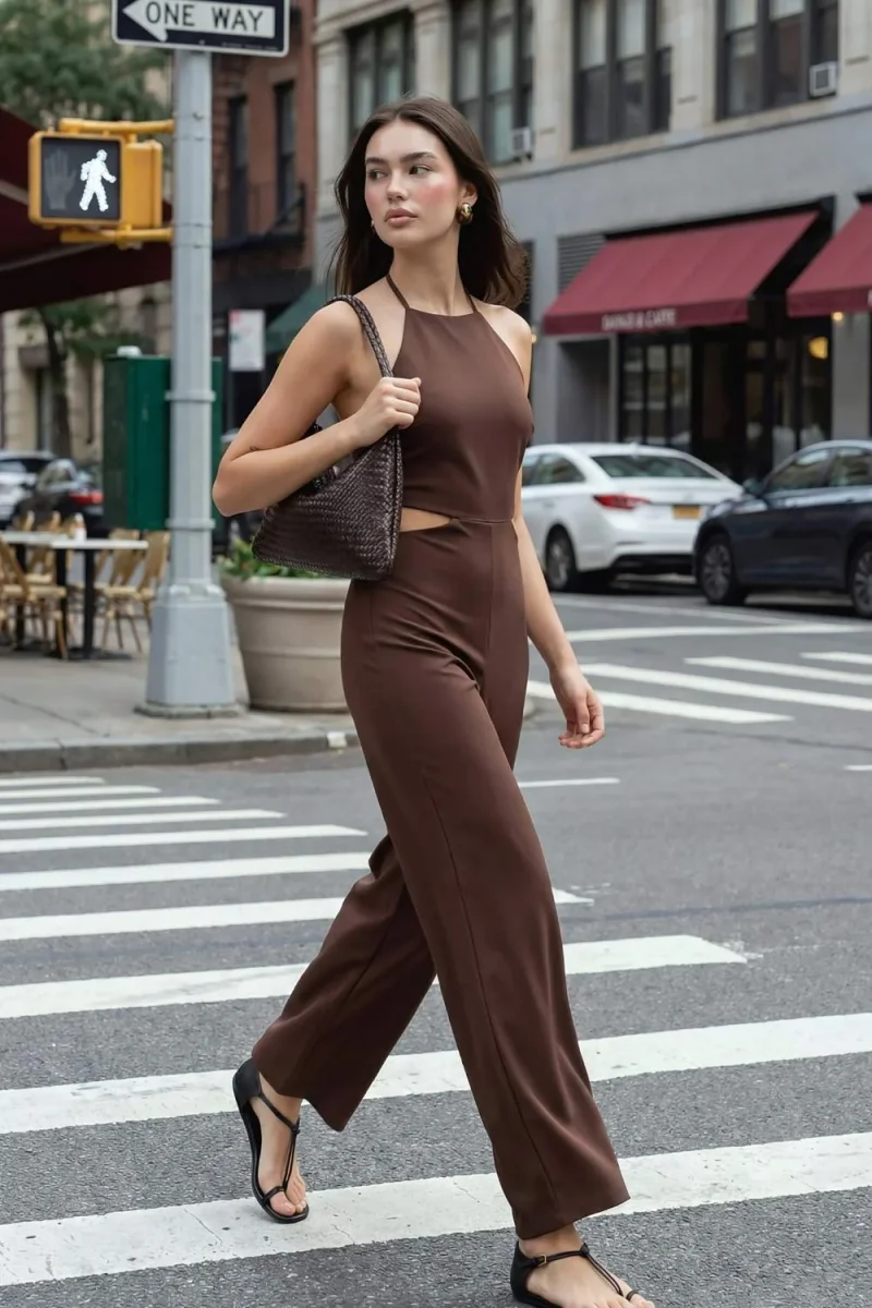 Palazzo halter con cut out en cintura