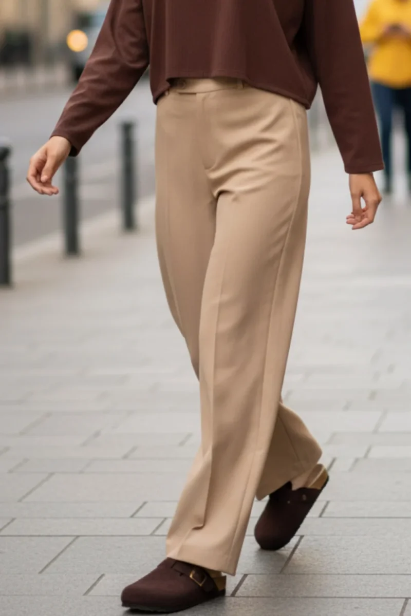 Pantalón ajustado de cintura alta con raya fit recto - Imagen 3