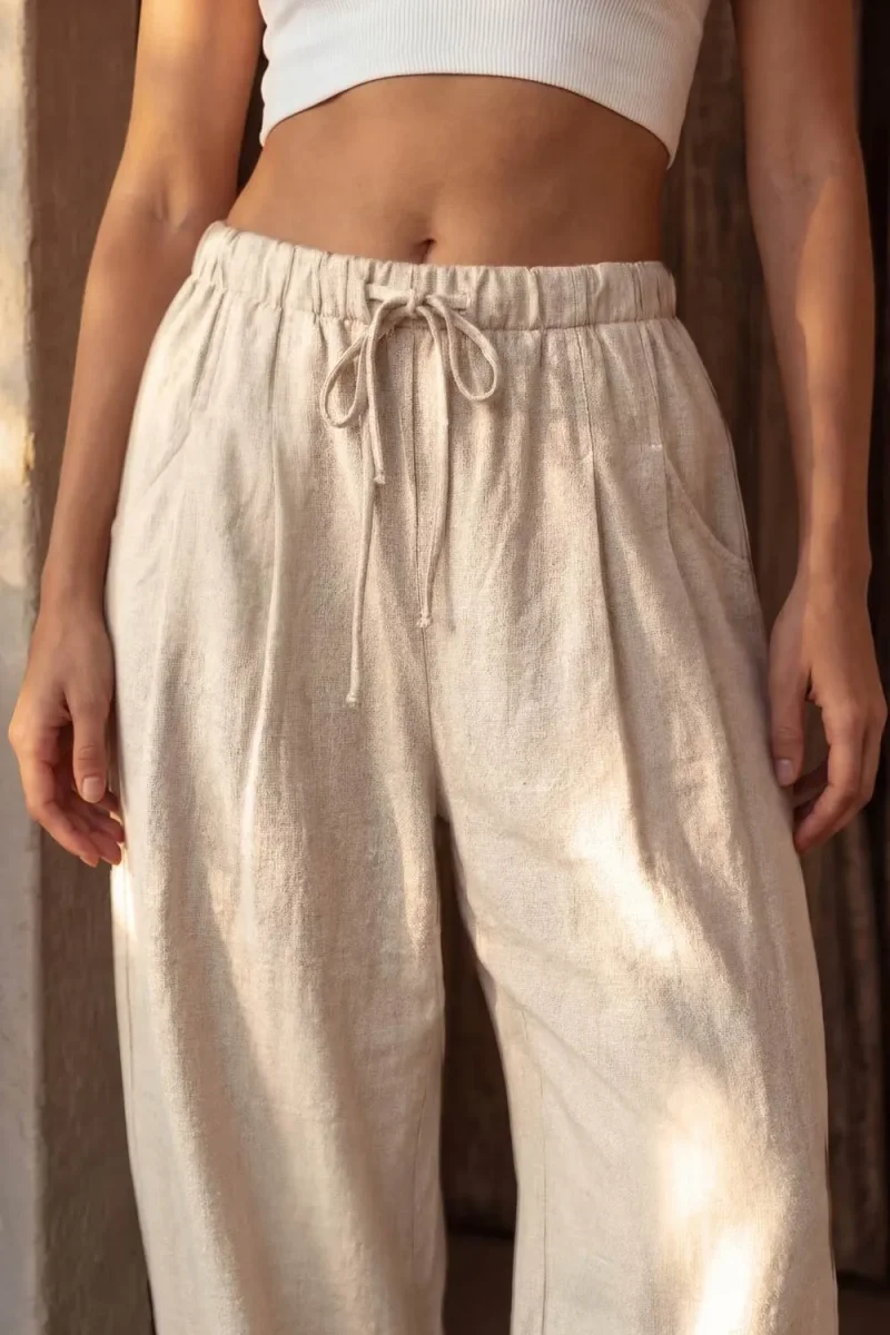 Pantalón balloon efecto lino - Imagen 6