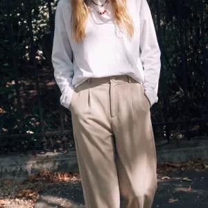 Pantalón cintura alta con pinzas wide leg fit