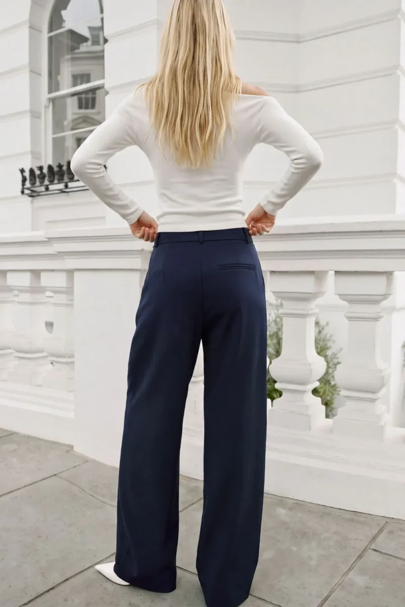 Pantalón cintura alta con pinzas wide leg fit - Imagen 5