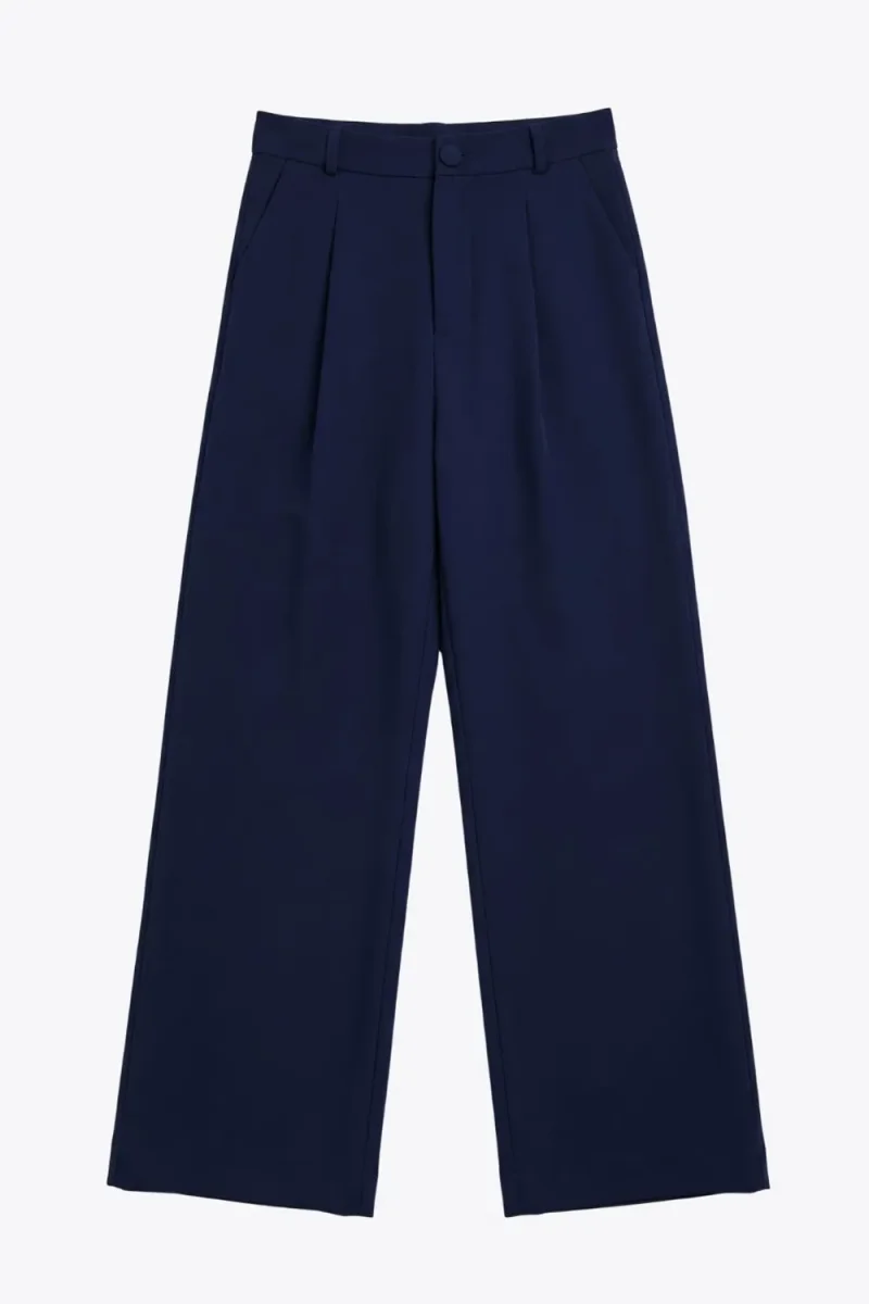 Pantalón cintura alta con pinzas wide leg fit - Imagen 7