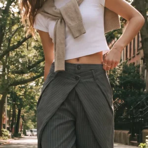 Pantalón cintura doble rayas