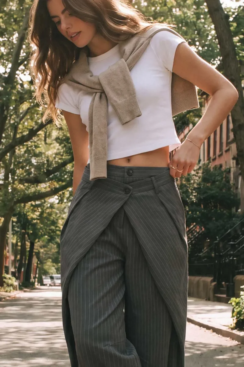 Pantalón cintura doble rayas - Imagen 2