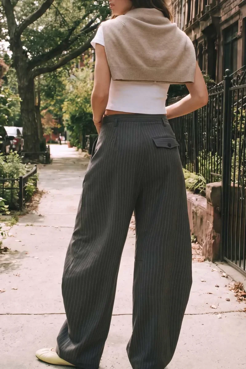Pantalón cintura doble rayas - Imagen 7