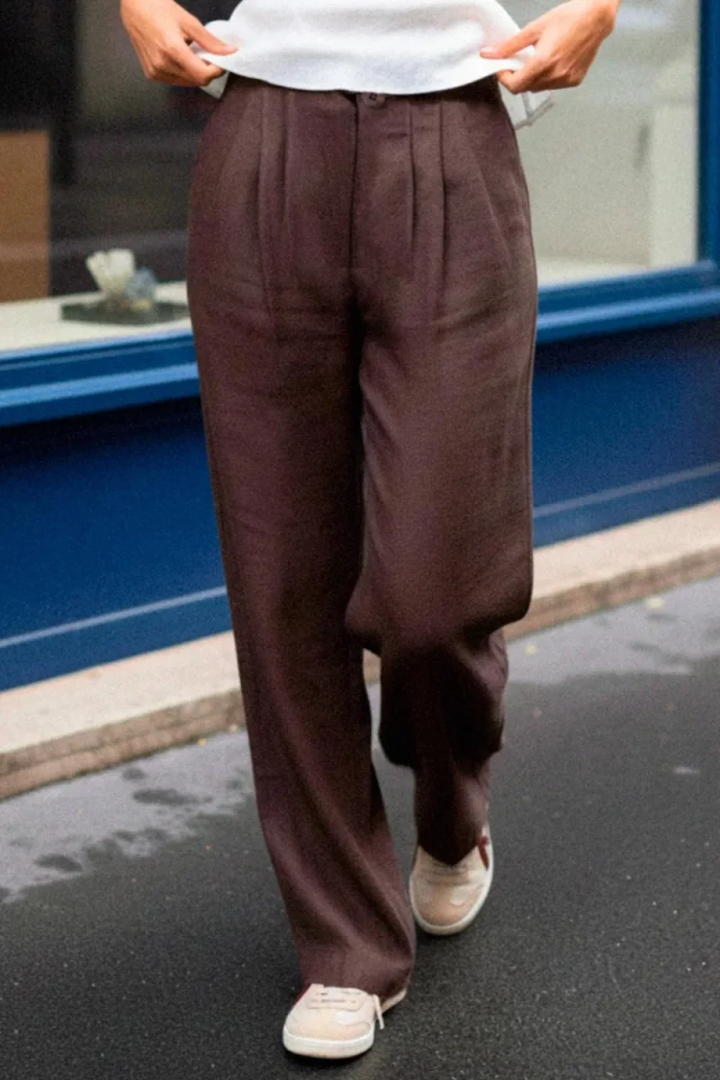 Pantalón con pinzas frontales de fit wide leg - Imagen 4