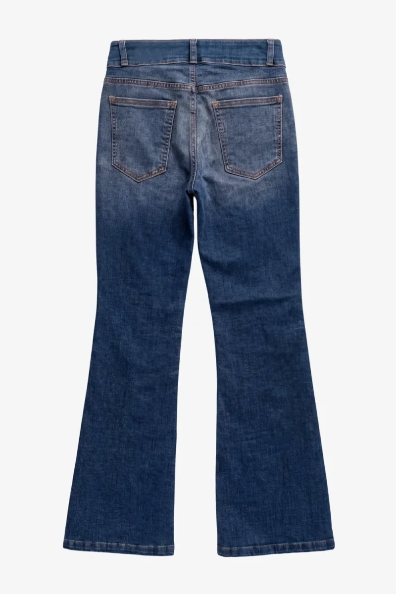 Pantalón de denim fit flare con costura - Imagen 8