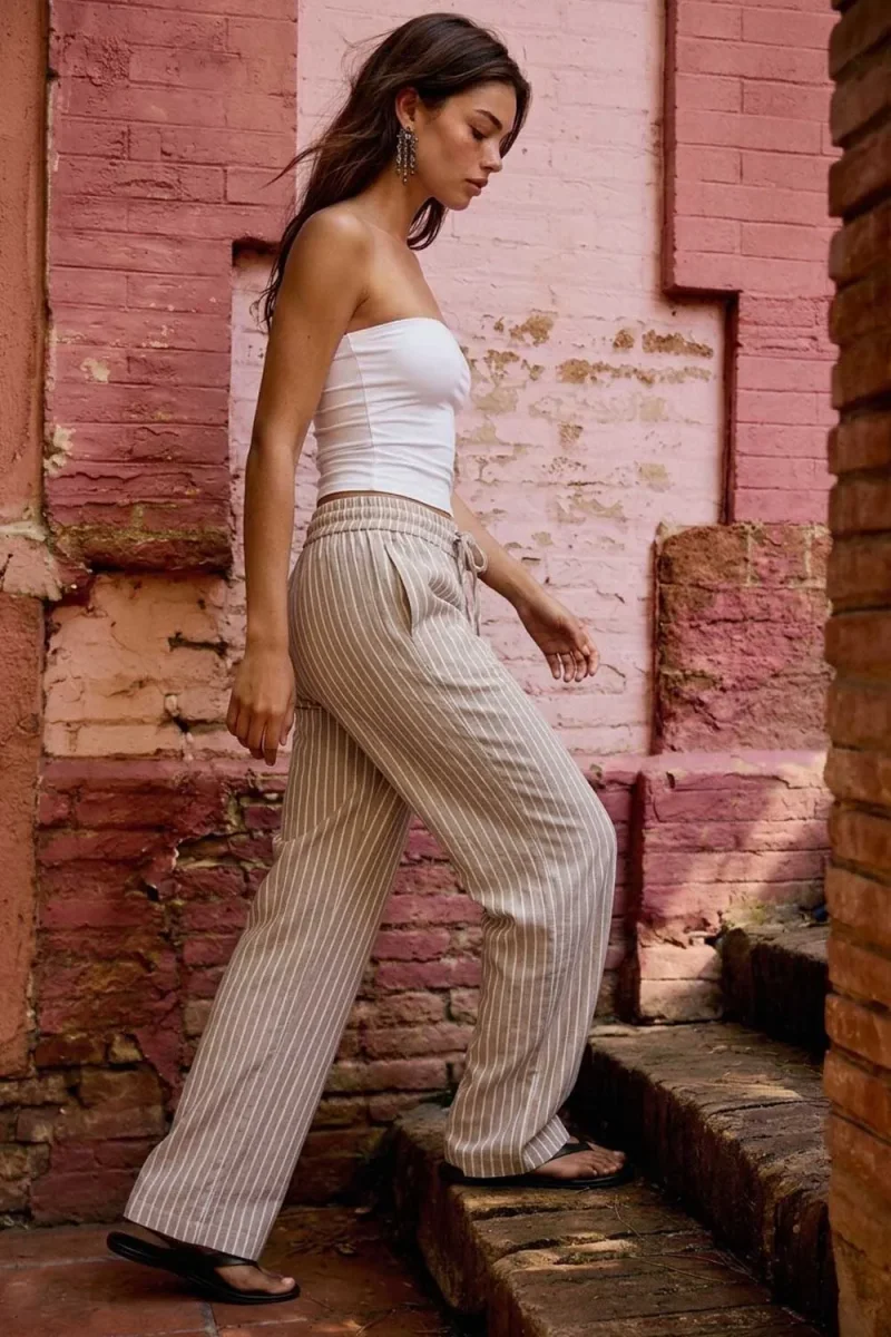 Pantalón de rayas con jareta - Imagen 3