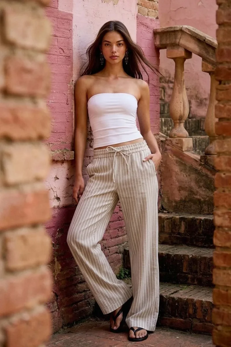 Pantalón de rayas con jareta - Imagen 5