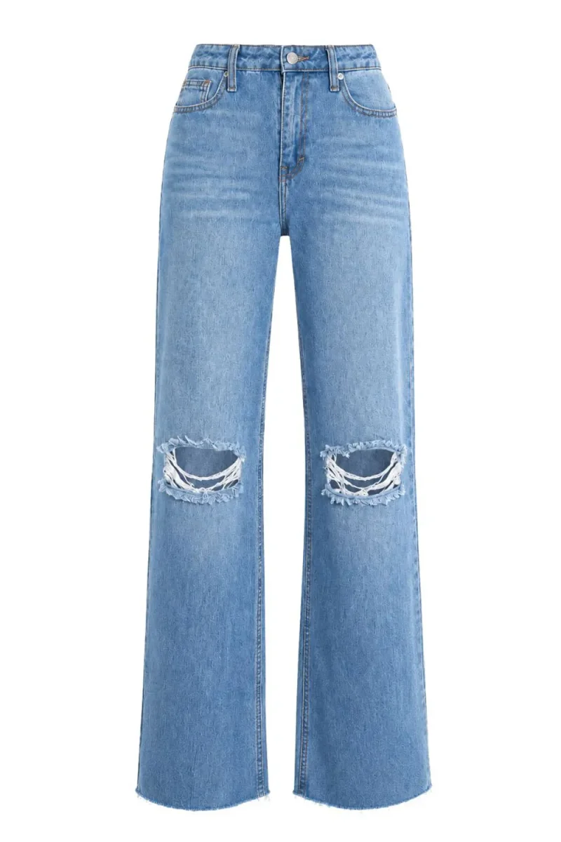Pantalón denim wide leg con rotos - Imagen 6
