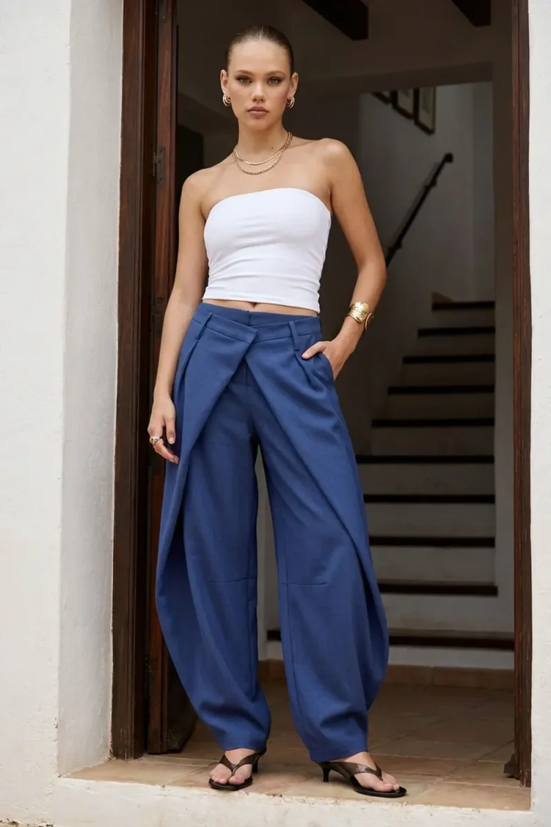 Pantalón fit barrel cruce doble