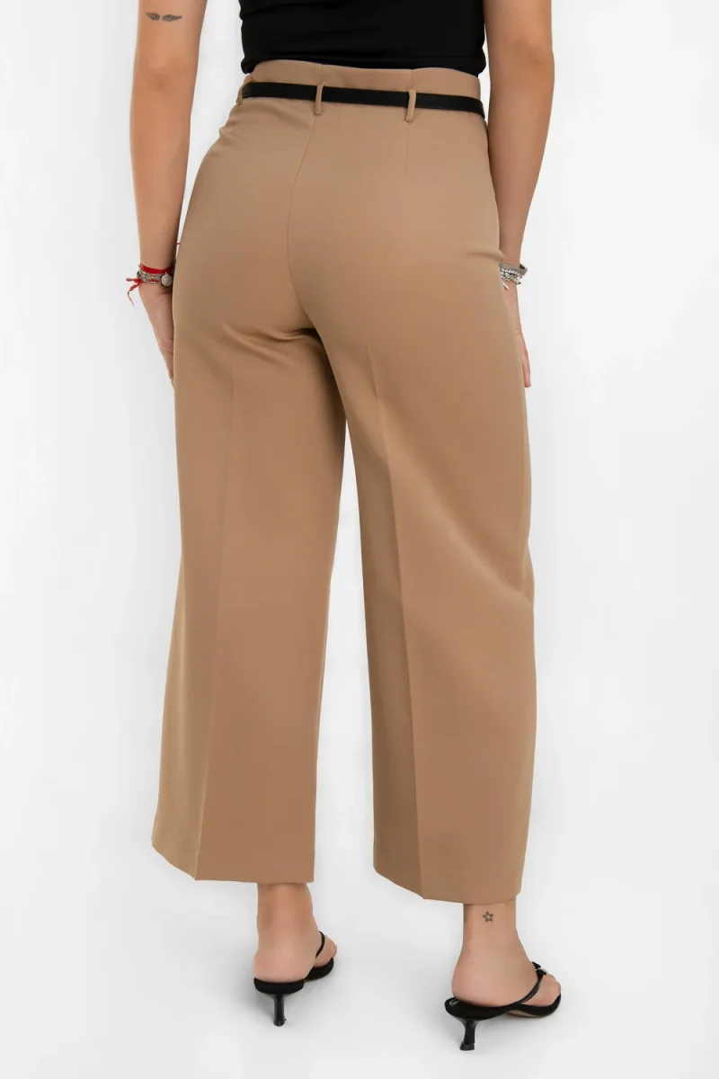 Pantalón fit culotte cintura alta con cinturón - Imagen 5