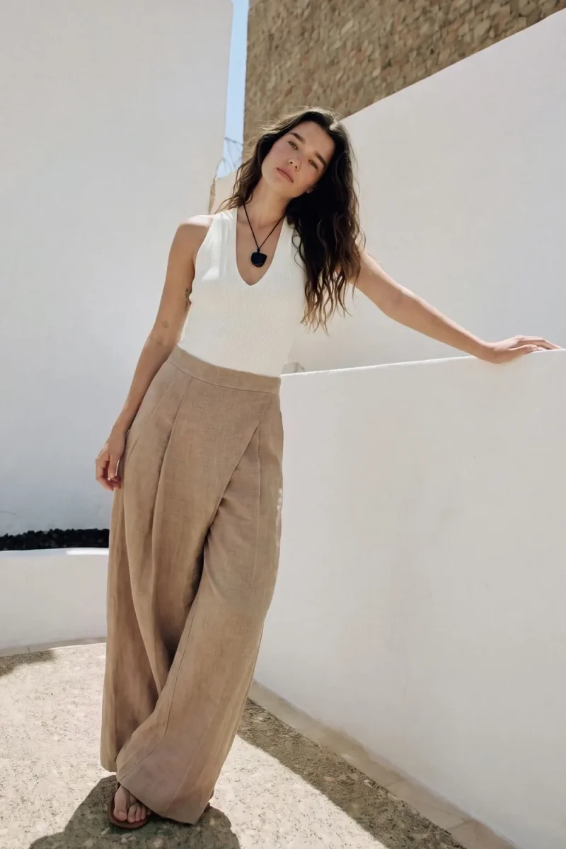 Pantalón fit palazzo pañuelo - Imagen 4