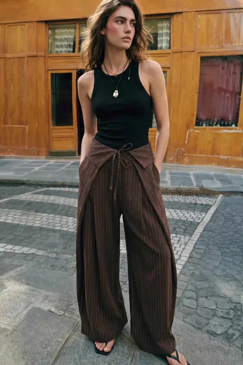 Pantalón fit palazzo rayas - Imagen 2
