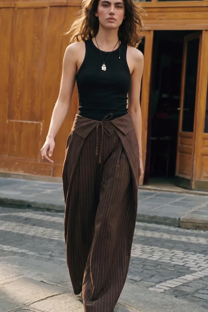 Pantalón fit palazzo rayas - Imagen 5