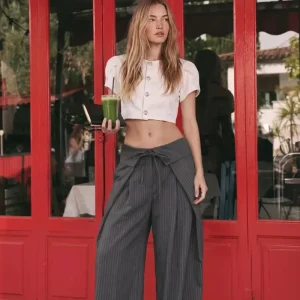 Pantalón fit palazzo rayas
