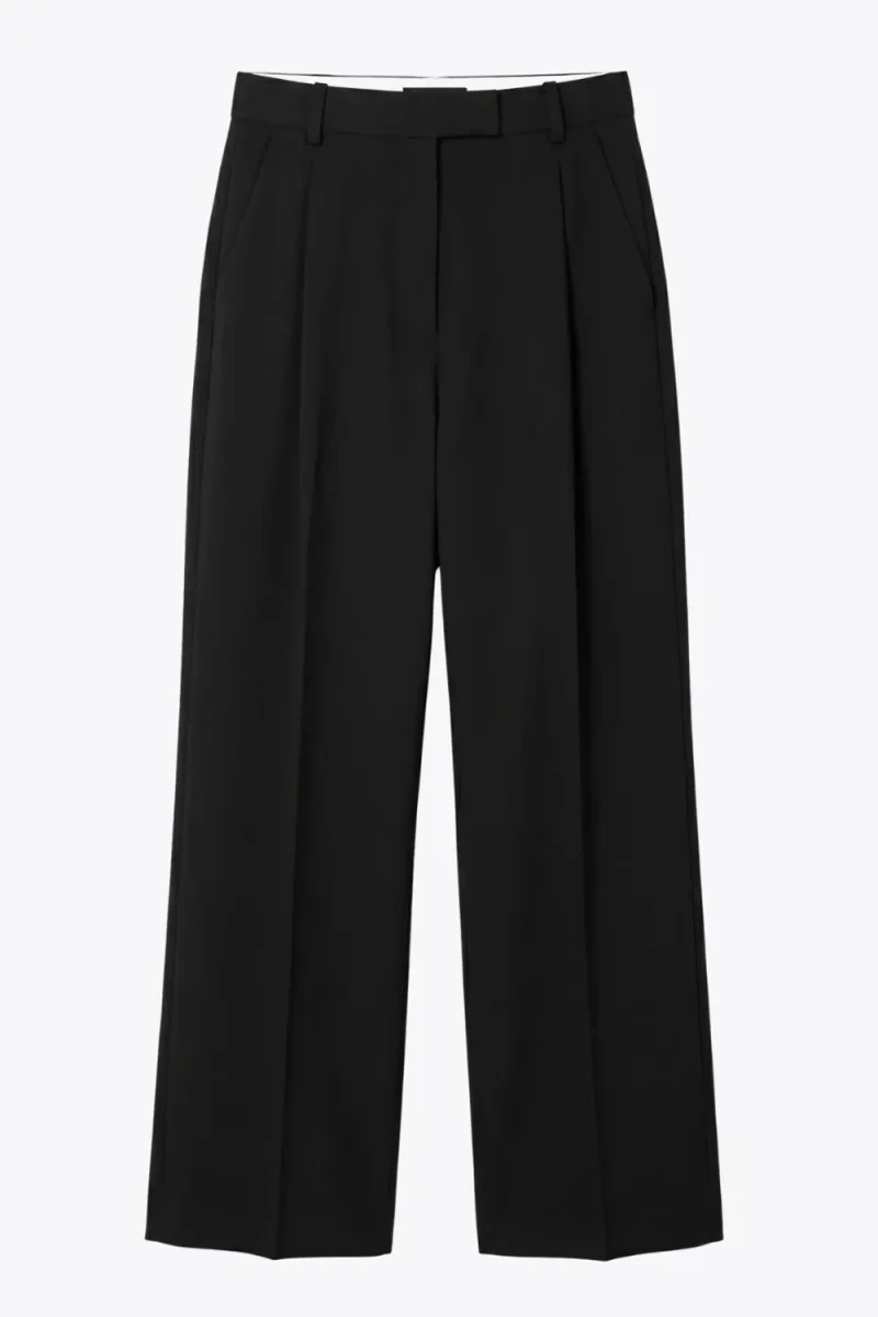 Pantalón fit wide leg pinzas con raya frontal - Imagen 7