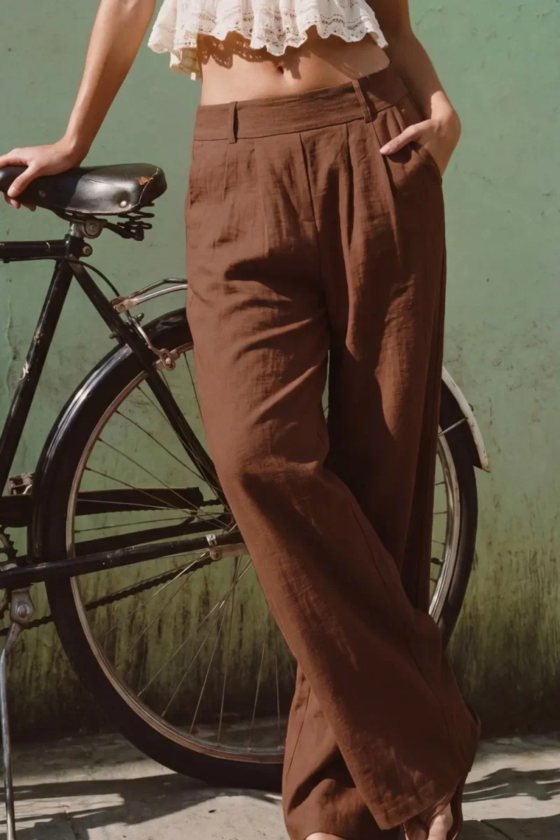 Pantalón fluido wide leg con pinzas - Imagen 3