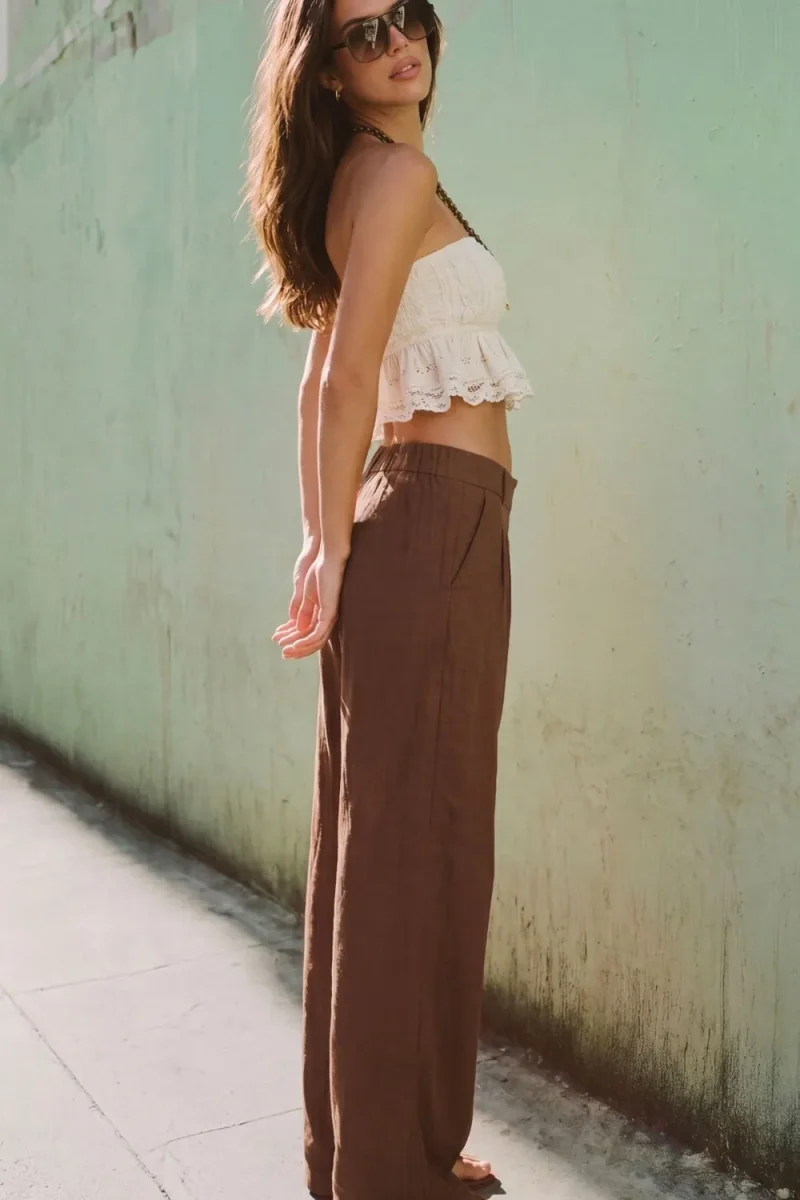 Pantalón fluido wide leg con pinzas - Imagen 4